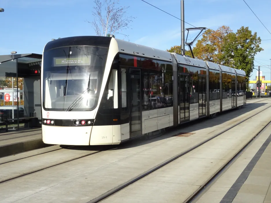 Odense Tramway with low-floor articulated tram 15 "Symfonien" at (2024)