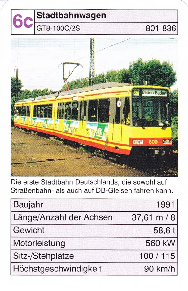 Playing card: 6c Stadtbahnwagen
(2002)