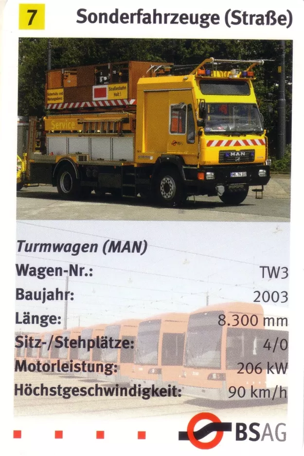Playing card: 7 Sonderfahrzeeuge (Straße).
(2006)