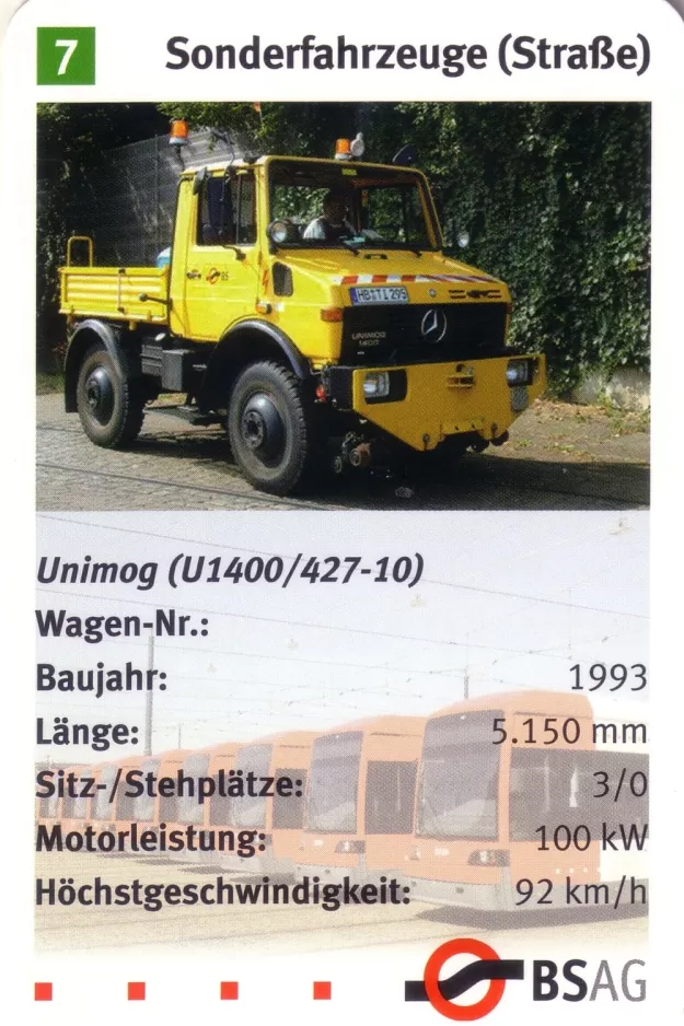 Playing card: Bremen Unimog (U1400/427-10) (2006)