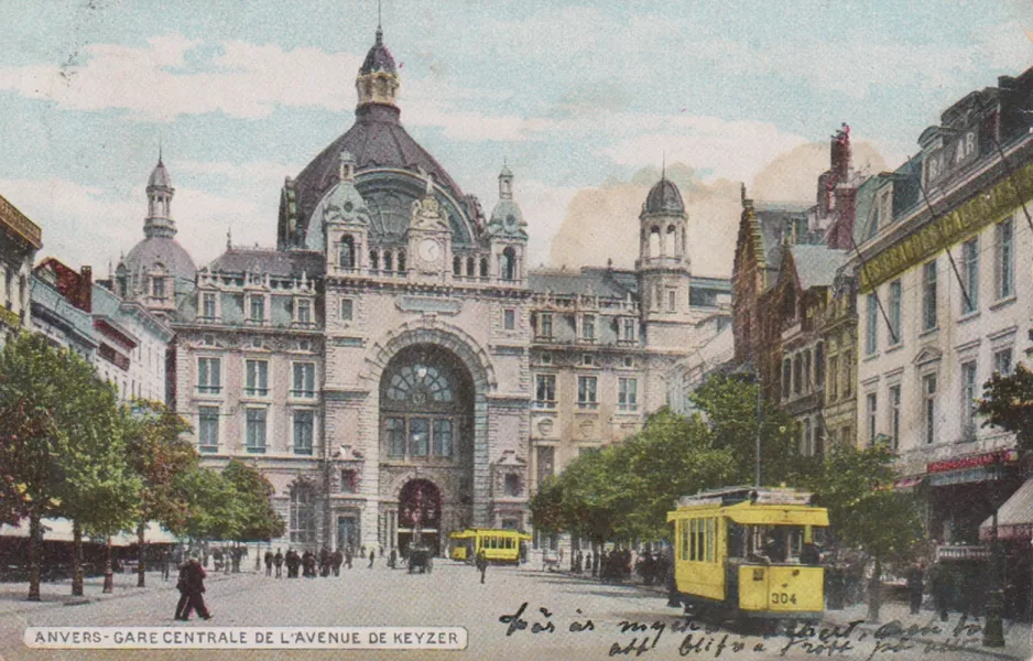 Postcard: Anvers - Gare centrale de L'Avenue de Keyzer (1920)