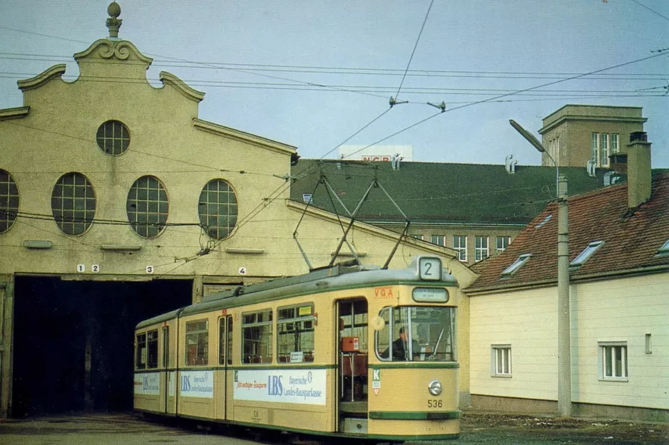 Postcard: Augsburg articulated tram 536 in front of Kriegshaber (1981)