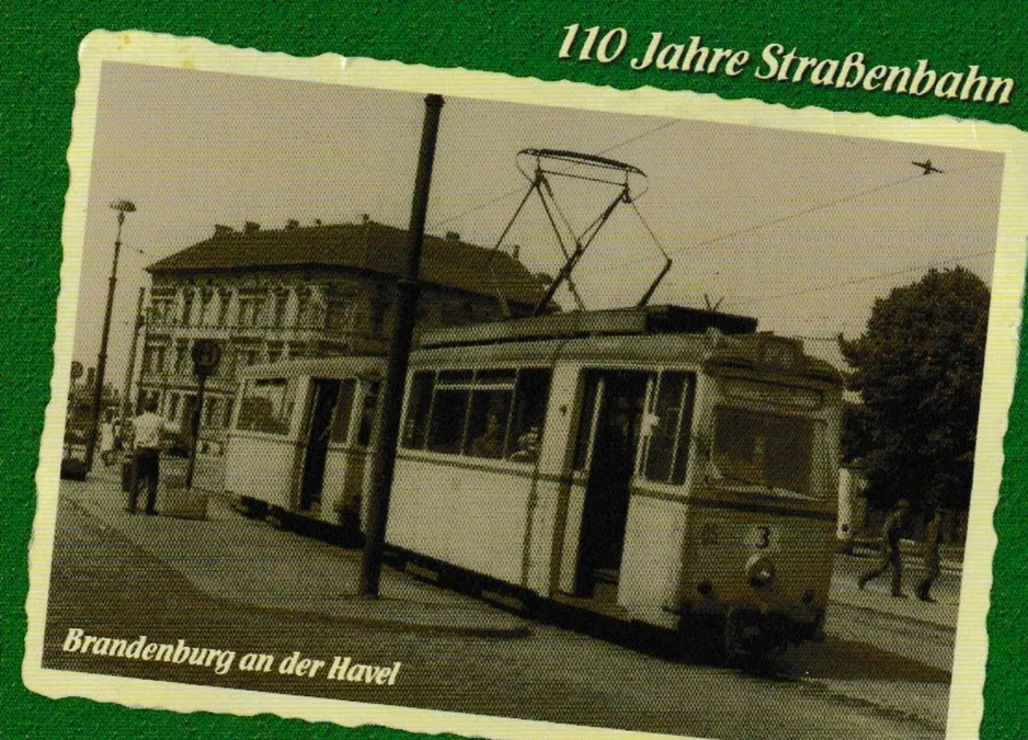 Postcard: Brandenburg an der Havel extra line 2 with railcar 3 at Hauptbahnhof (2007)