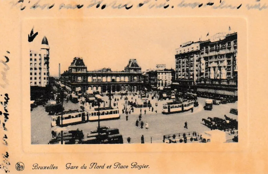 Postcard: Bruxelles Gade du Nord et Place Rogier (1920-1929)