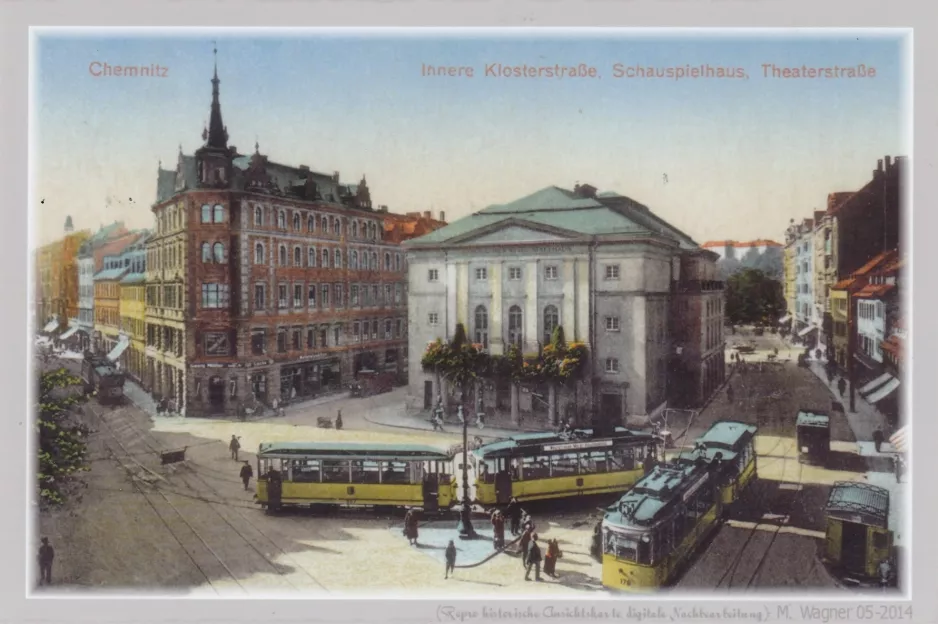 Postcard: Chemnitz tram line 10  on Theaterstraße (2014)