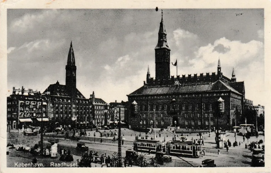 Postcard: Copenhagen on City Hall Square (1918-1925)