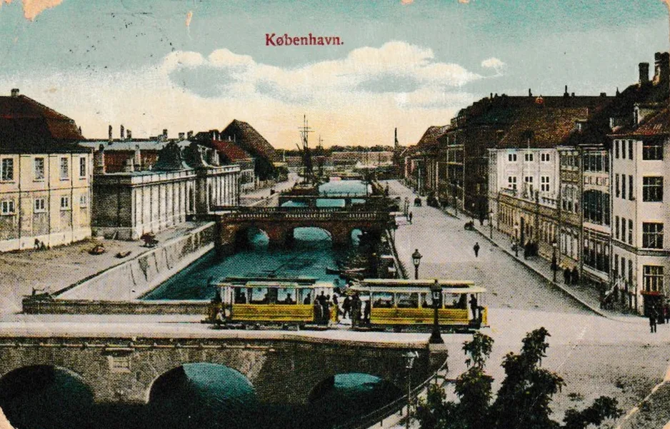 Postcard: Copenhagen tram line 2  on Stormbroen (1910-1919)