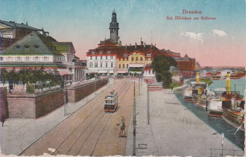 Postcard: Dresden Ital. Dörfchen am Bellevue (1917)