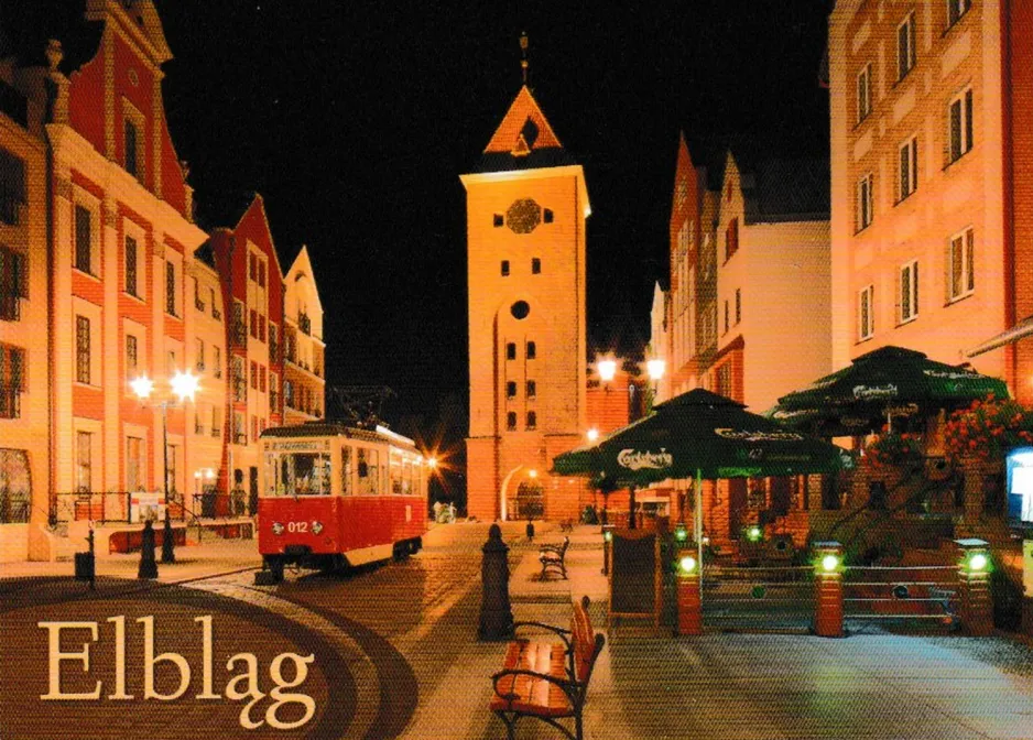 Postcard: Elbląg museum tram 012 near Plac Słowiański (2020)