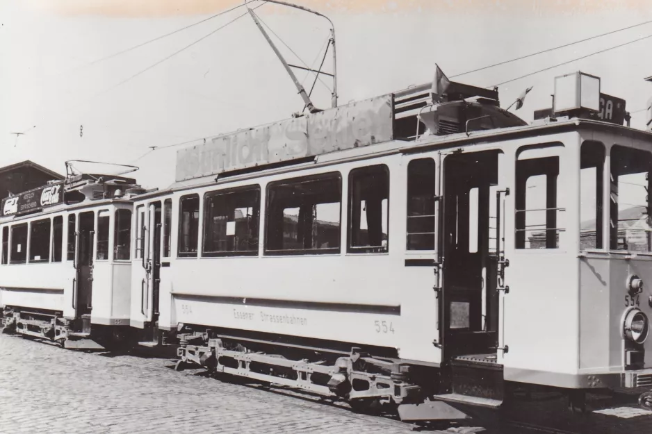 Postcard: Essen railcar 554 at Betriebshof Stadtmitte (1958)