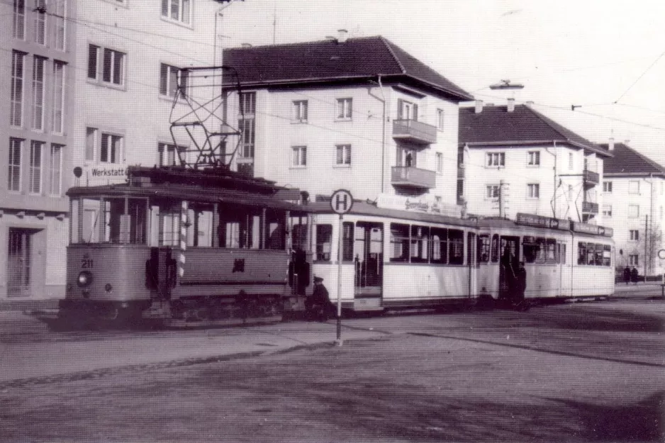 Postcard: Freiburg im Breisgau service vehicle 211 at Betriebshof Nord (1961)