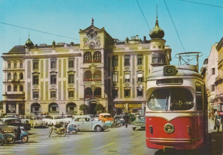 Postcard: Gmunden am Traunsee, Rathaus mit Glockenspiel aus Gmunderner Keramik, im Salzkammergut (1965)