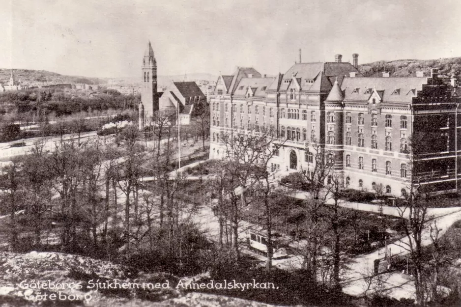 Postcard: Göteborgs Sjukhem med Annedalskyrkan,
 (1909-1911)