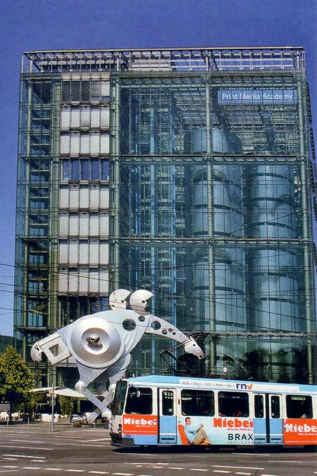 Postcard: Heidelberg articulated tram 258 close by HD Hauptbahnhof (2003)