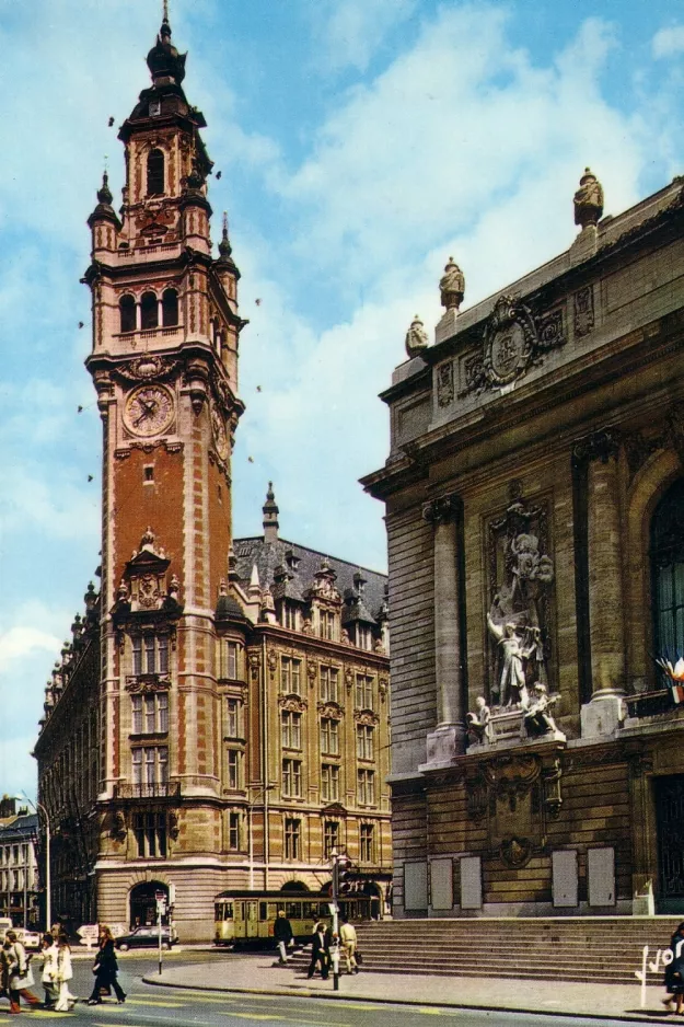 Postcard: Lille tram line T  near Lille Terminus du Théatre (1965)