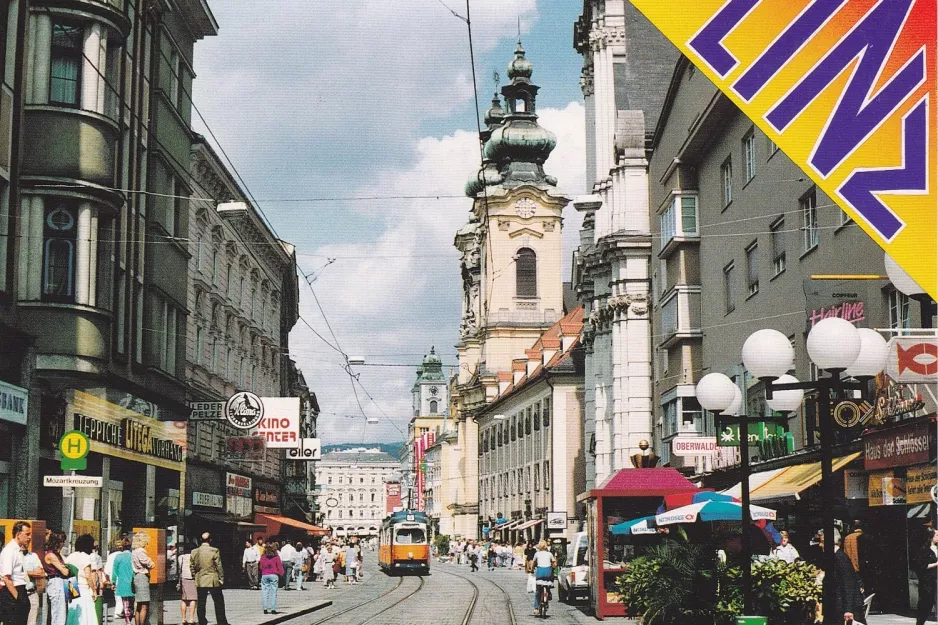 Postcard: Linz tram line 3  near Mozartkreuzung (1978)