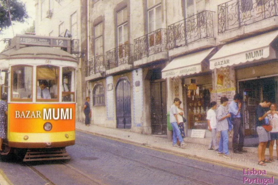 Postcard: Lisbon tram line 12E with railcar 581 at Sé (1998)