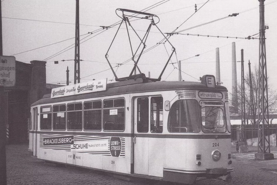 Postcard: Mainz railcar 204 at Kreyßigstraße (1967)