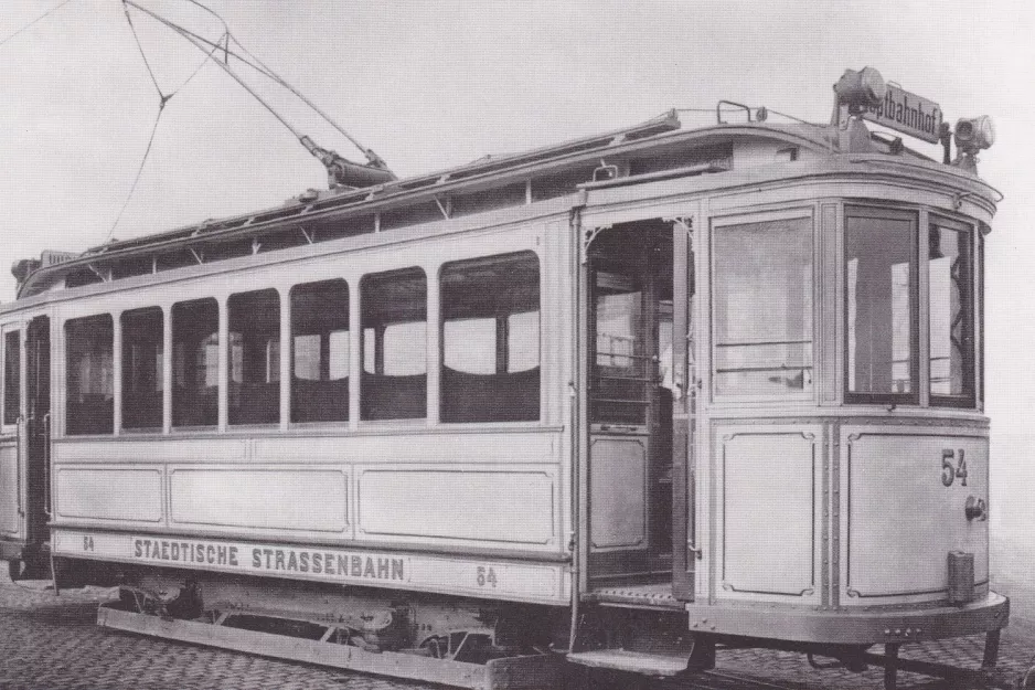 Postcard: Mainz railcar 54 at Kreyßigstraße (1907-1909)