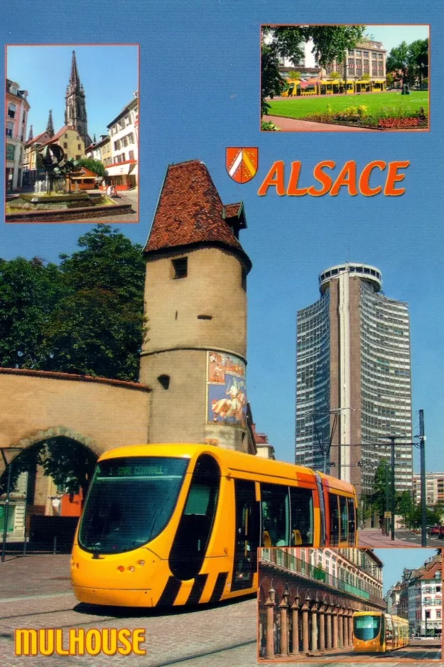 Postcard: Mulhouse tram line 1  near Porte Jeune (2006)