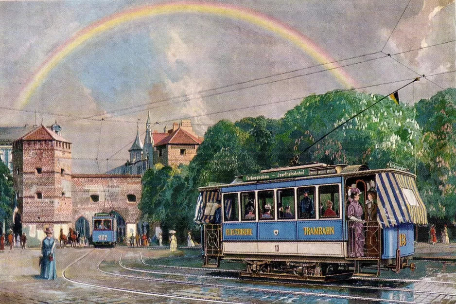 Postcard: Munich railcar 13 at Sendlinger Tor (1976)
