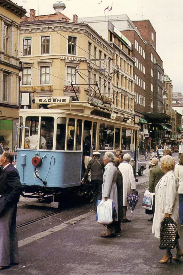 Postcard: Oslo Veterantrikken with railcar 6 on Storgata (1980)