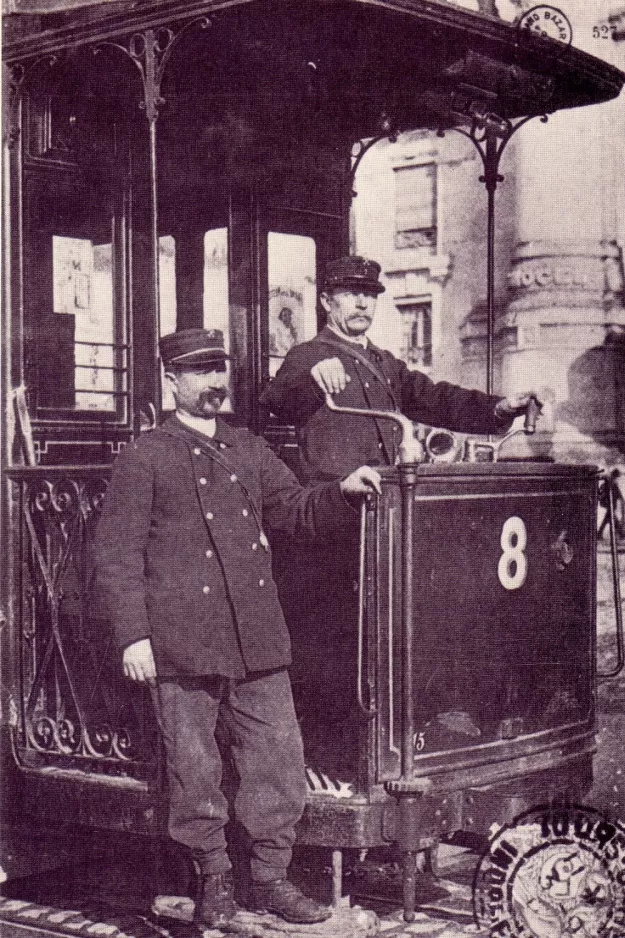 Postcard: Paris tram line 18 with railcar 8 (1910)