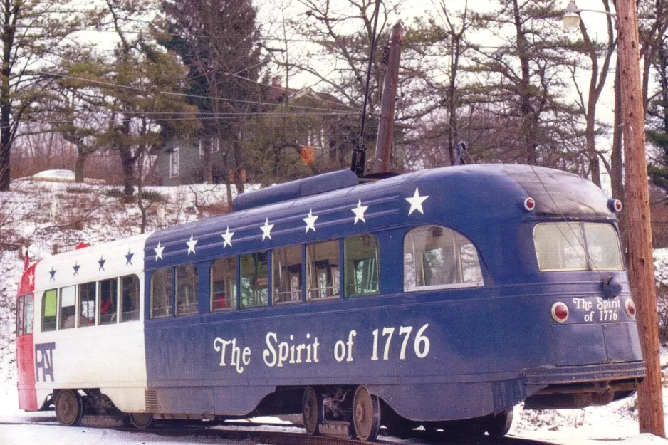 Postcard: Philadelphia railcar 1776 at Drakes (1973)