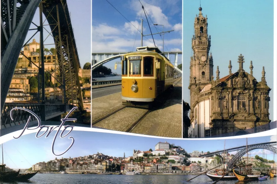 Postcard: Porto tram line 1 with railcar 213 (2007)