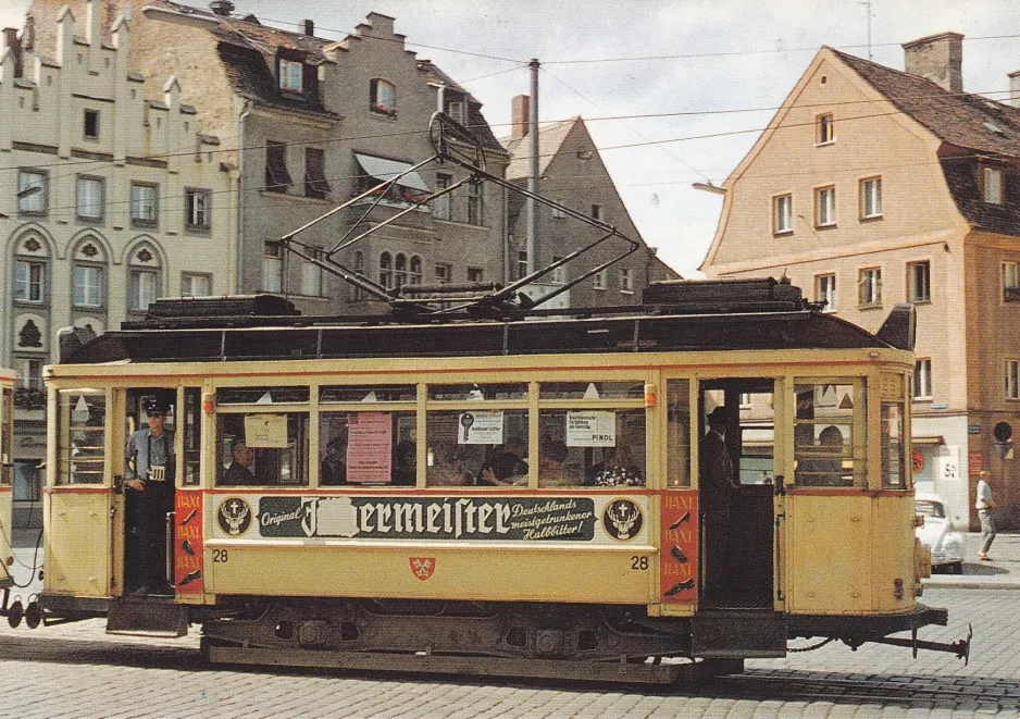 Postcard: Regensburg railcar 28 on Arnulfsplatz (1964)