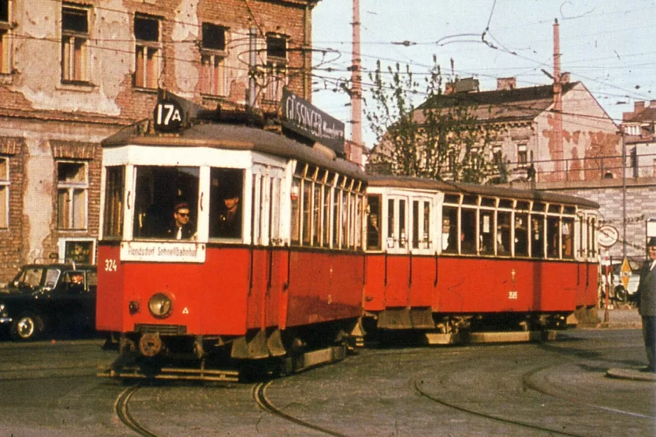 Postcard: Vienna extra line 17A with railcar 324 near Floridsdorf S+U (1968)