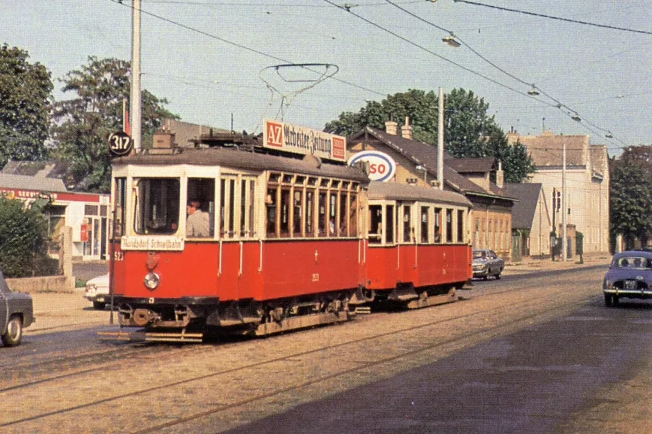 Postcard: Vienna tram line 317 with railcar 2523 near Carminweg (1959)