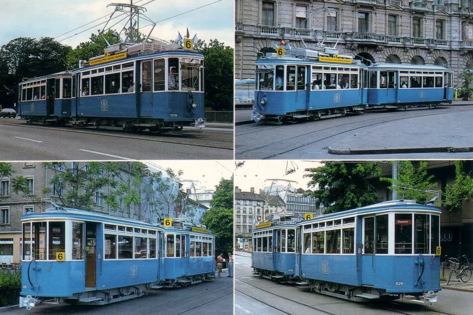 Postcard: Zürich museum line 6 with railcar 1019 (1991)