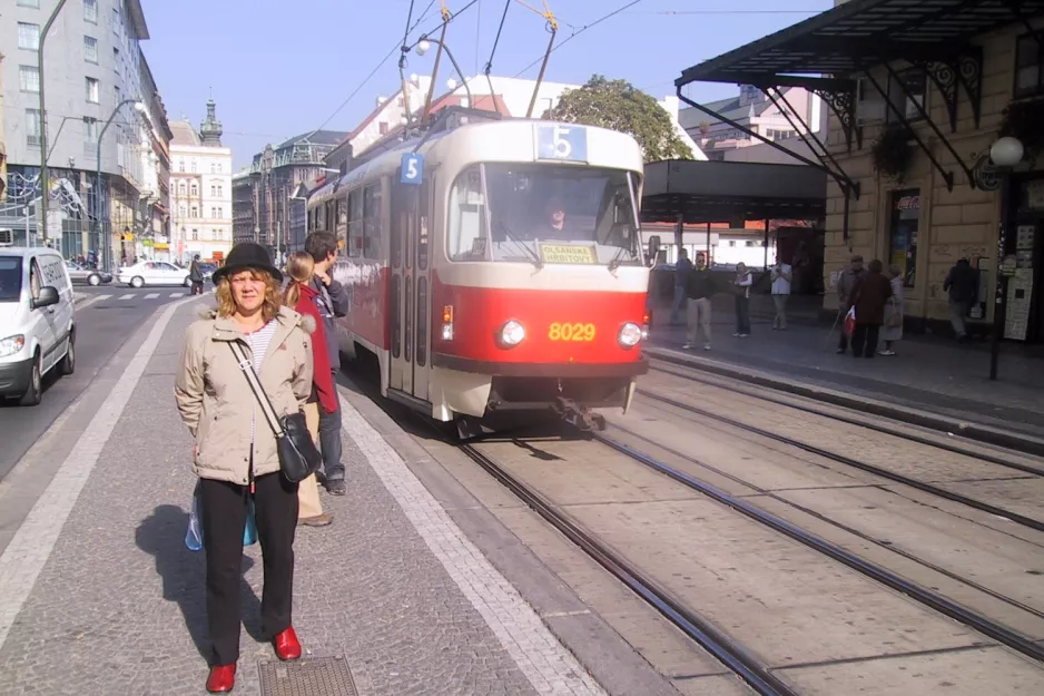 Prague tram line 5 with railcar 8029 at Masarykovo nádraží (2005)