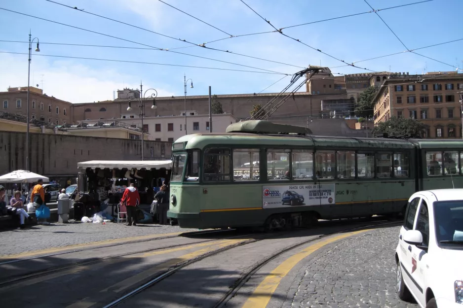 Rome tram line 19 with articulated tram 7081 close by Risorgimento S.Pietro (2010)