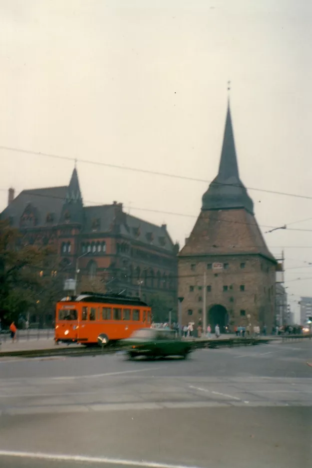 Rostock school tram 551 near Steintor IHK (1987)