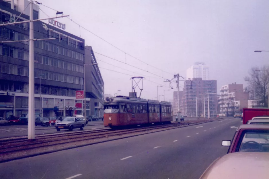 Rotterdam tram line 6 with articulated tram 1373 close by Vasteland (1987)