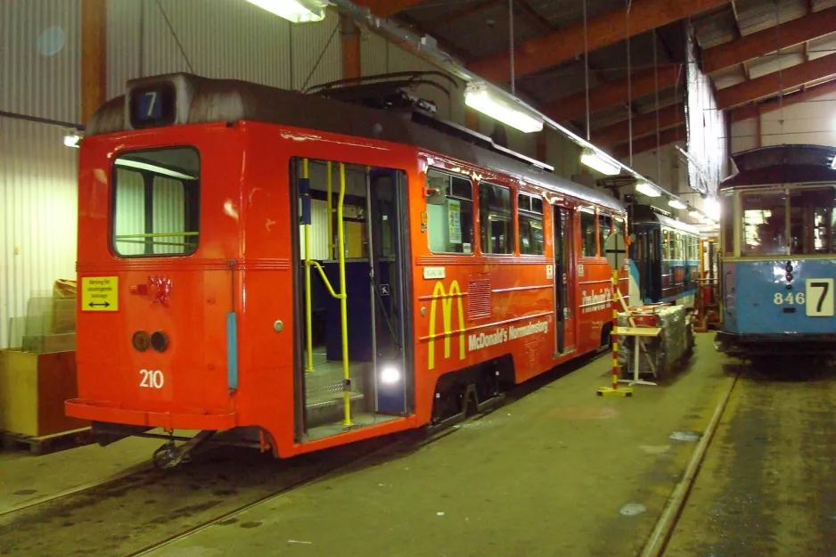 Stockholm railcar 210 inside Alkärrshallen (2009)