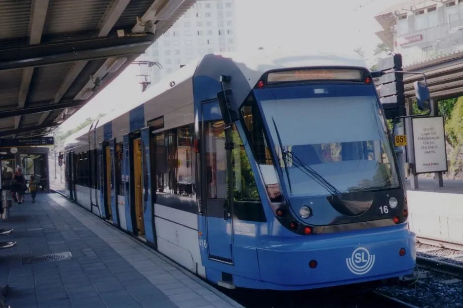 Stockholm tram line 12 Nockebybanan with low-floor articulated tram 416 at Alvik (2005)