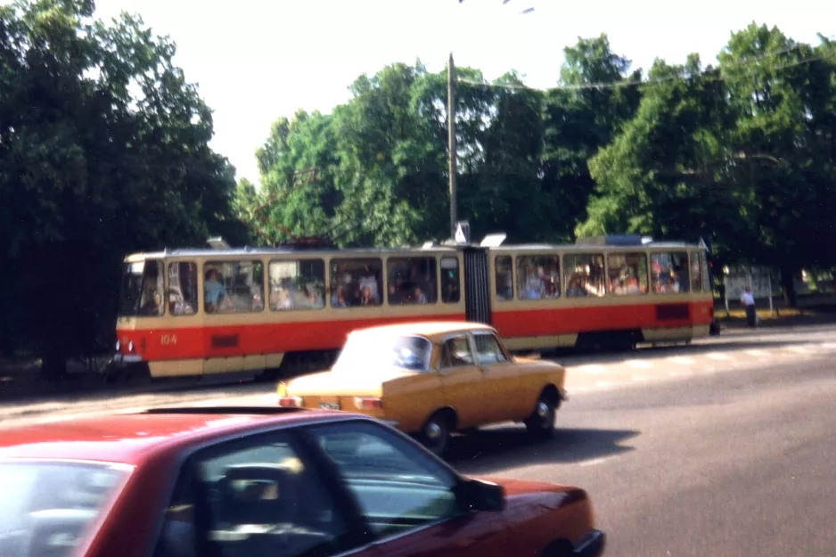 Tallinn tram line 4 with articulated tram 104 near Viru (1992)