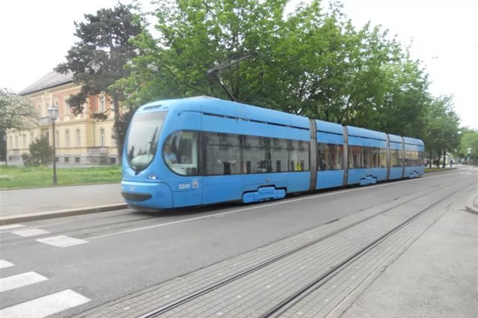 Zagreb low-floor articulated tram 2247 near Grškovićeva (2013)