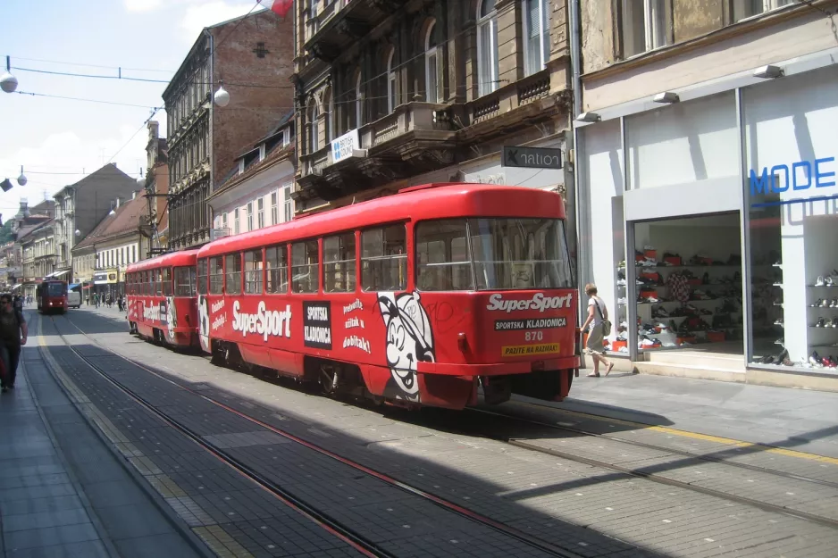 Zagreb tram line 5 with sidecar 870 on Tratinska ulica (2008)