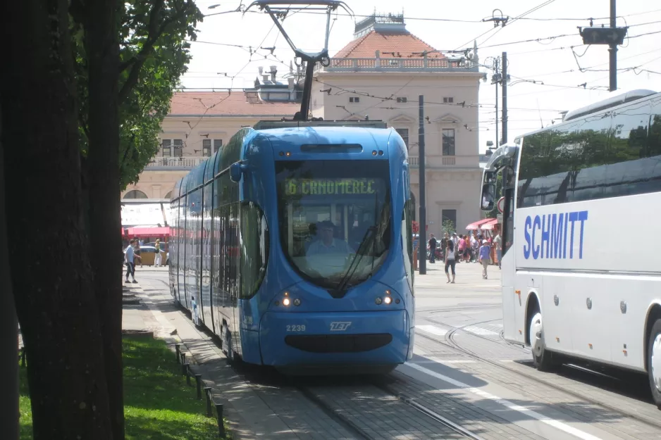 Zagreb tram line 6 with low-floor articulated tram 2239 close by Glavni Kolodvor (2008)