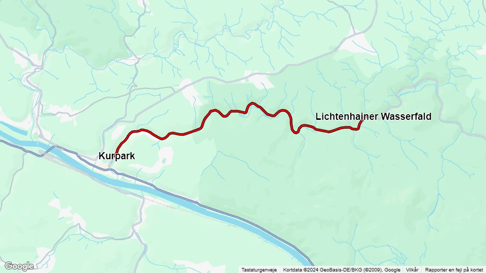 Bad Schandau Traditionsverkehr: Kurpark - Lichtenhainer Wasserfald route map