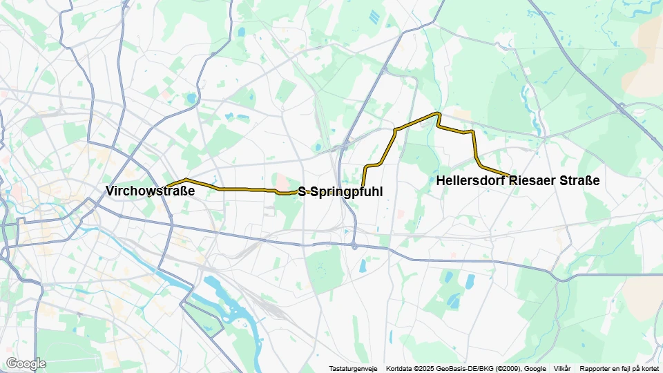Berlin extra line 18: Hellersdorf Riesaer Straße - Virchowstraße route map