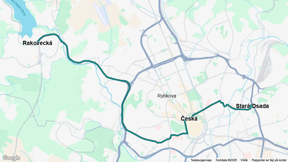 Brno tram line 3: Stará Osada - Rakovecká route map