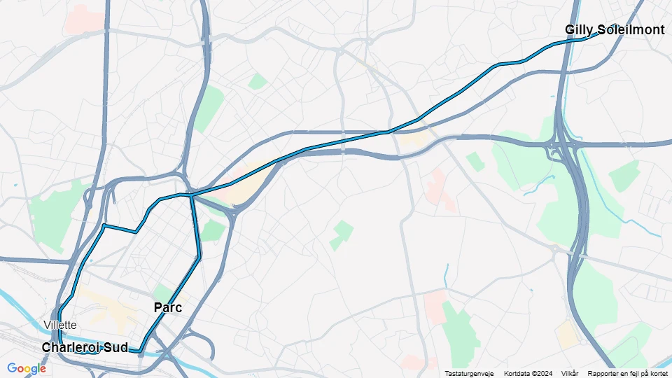 Charleroi tram line M4: Charleroi Sud - Gilly Soleilmont route map