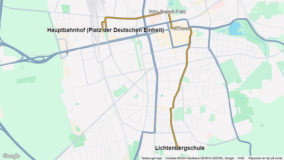 Darmstadt tram line 3: Hauptbahnhof (Platz der Deutschen Einheit) - Lichtenbergschule route map