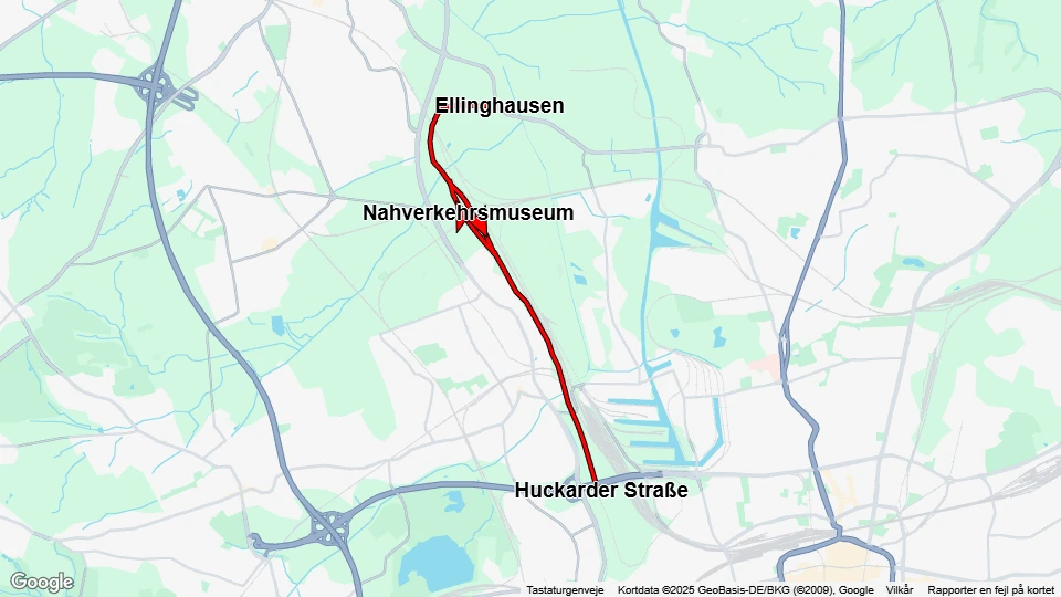 Dortmund museum line: Ellinghausen - Huckarder Straße route map