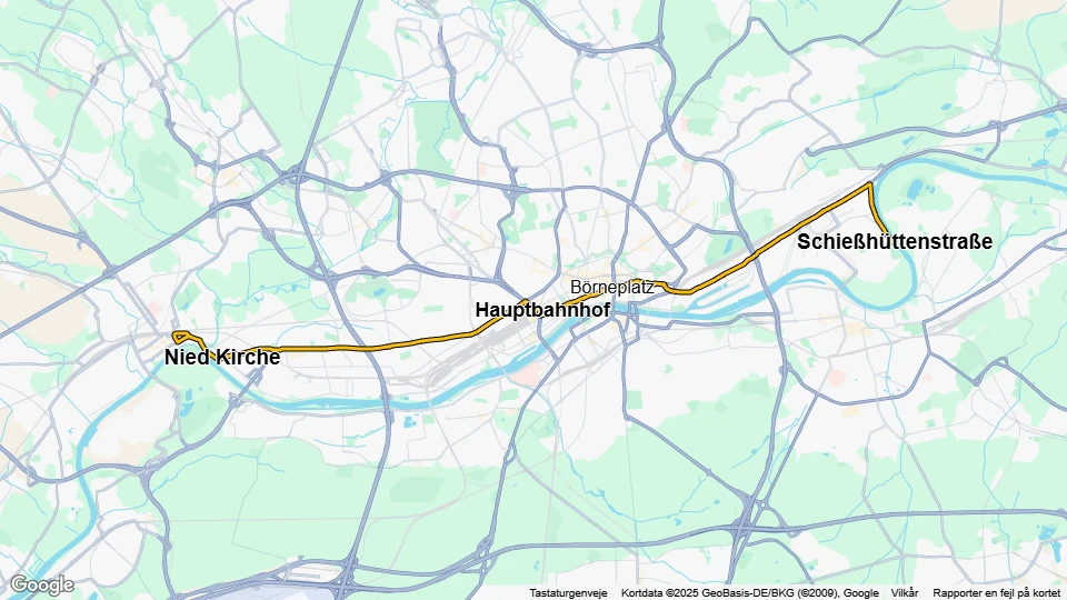 Frankfurt am Main tram line 11: Höchst Zuckschwerdtstraße - Schießhüttenstraße route map